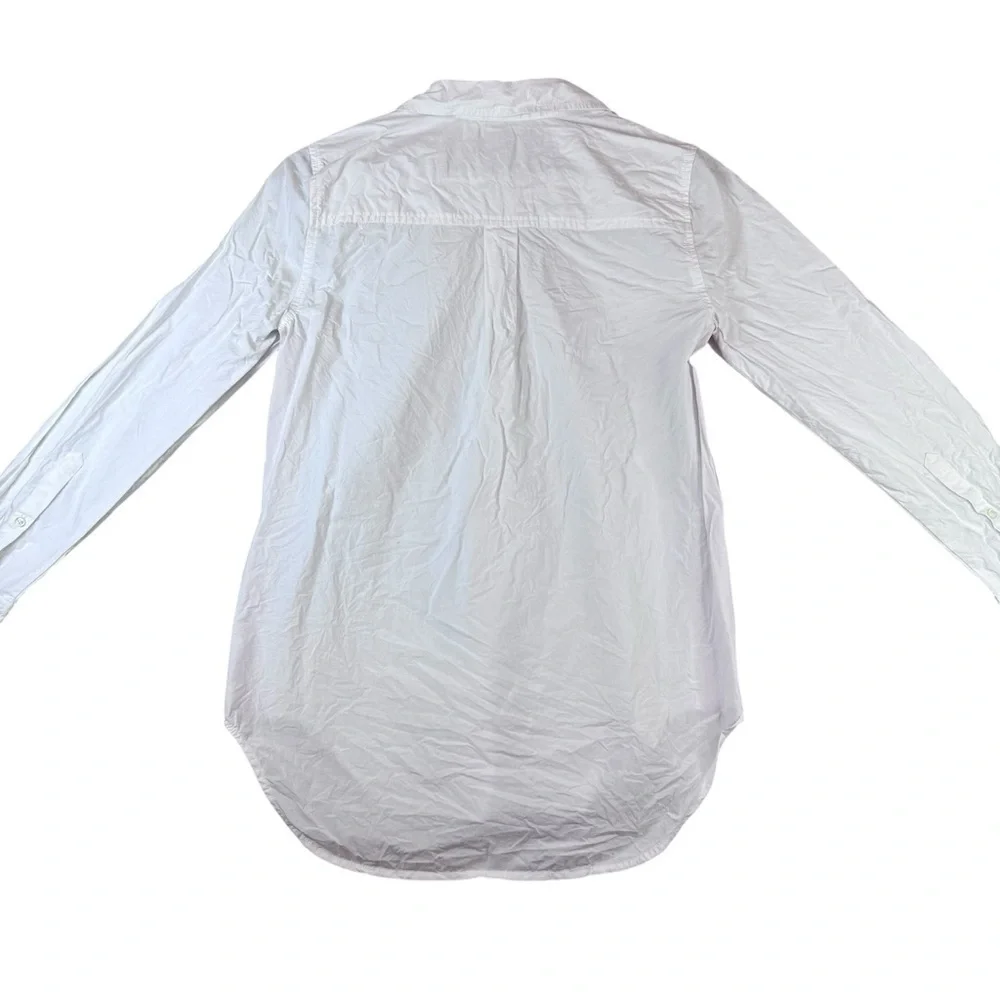 J. Crew Woman’s White Button Down Shirt with Red Accent Stripe